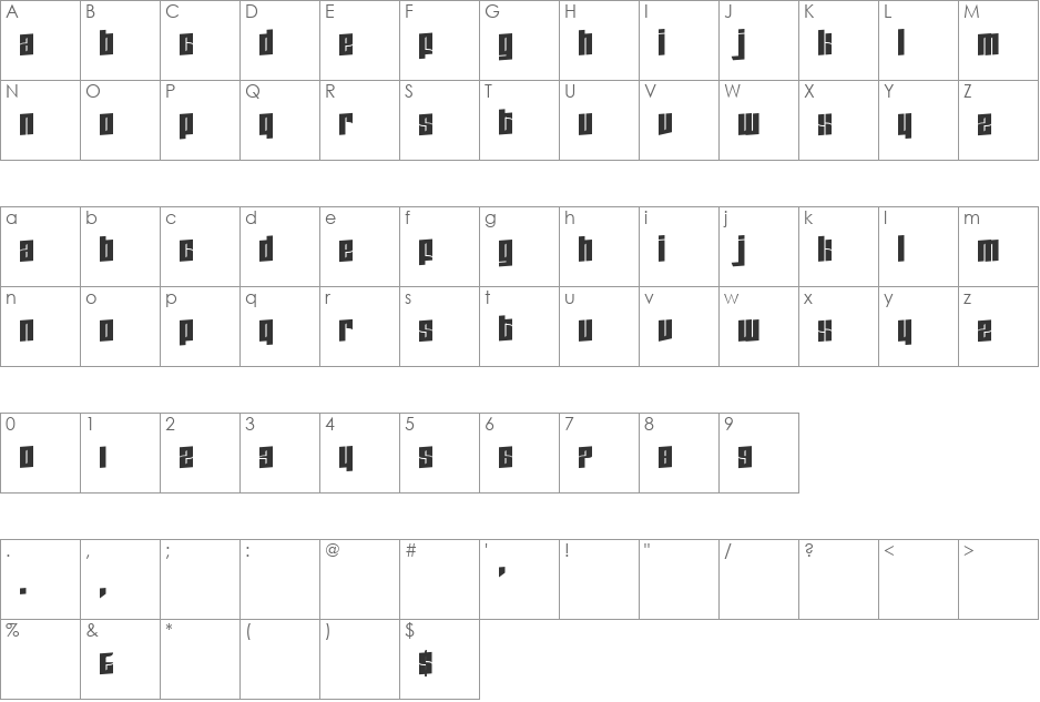 Zdyk Scorpio font character map preview