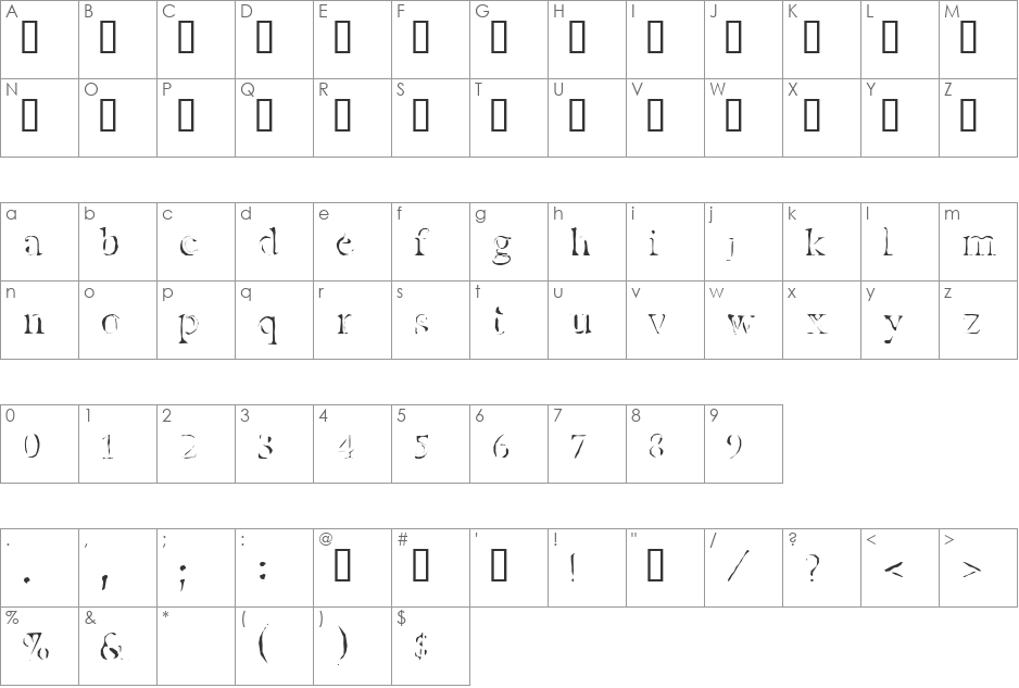 Zeal font character map preview