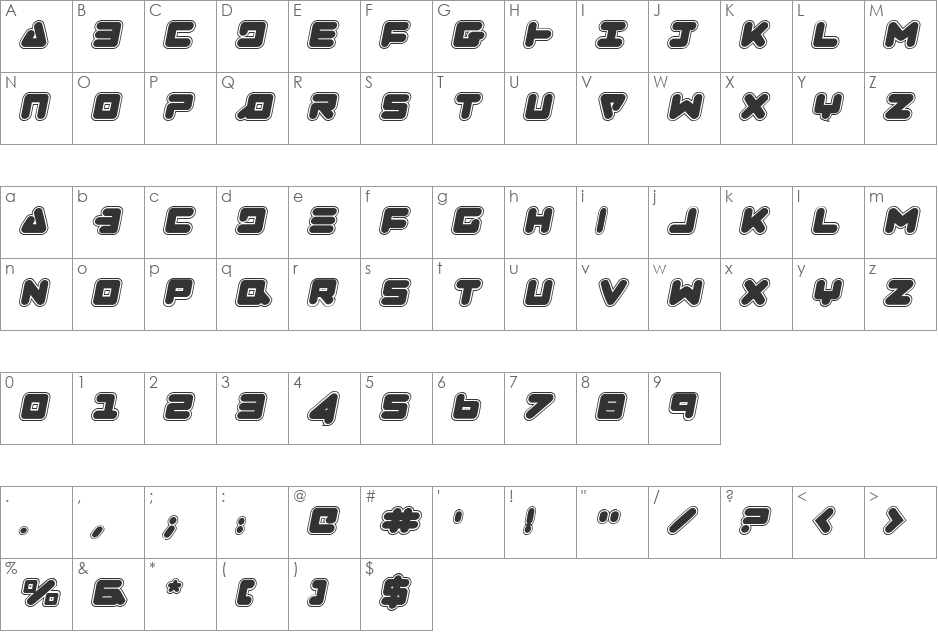 Zealot College Italic font character map preview