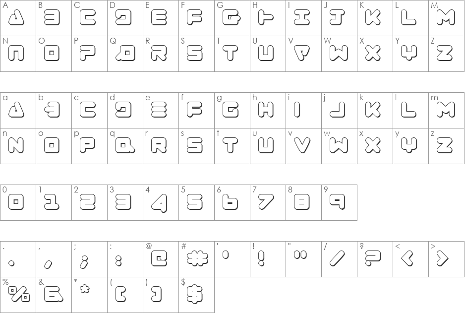 Zealot Outline font character map preview
