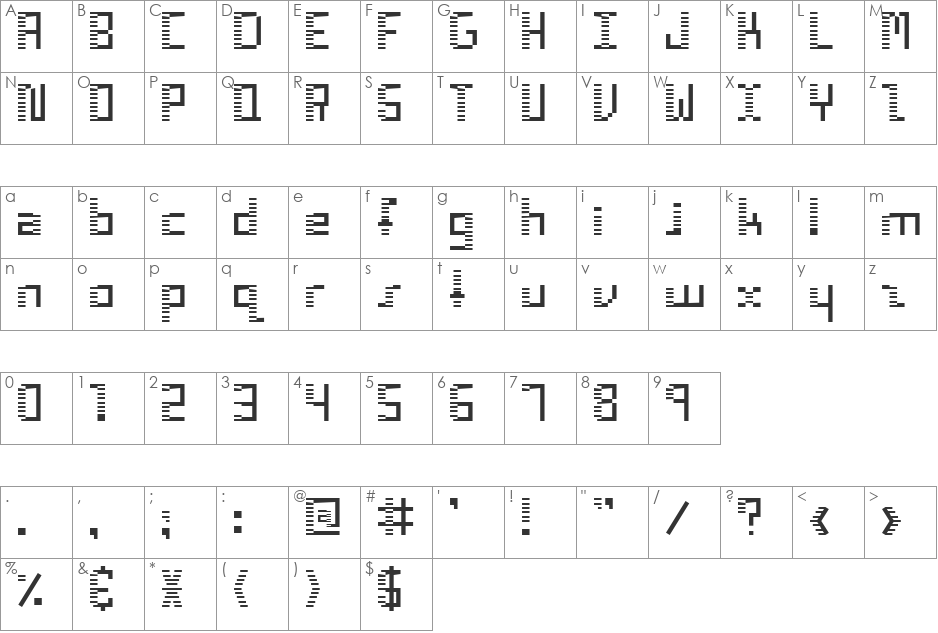 zebra deco font character map preview