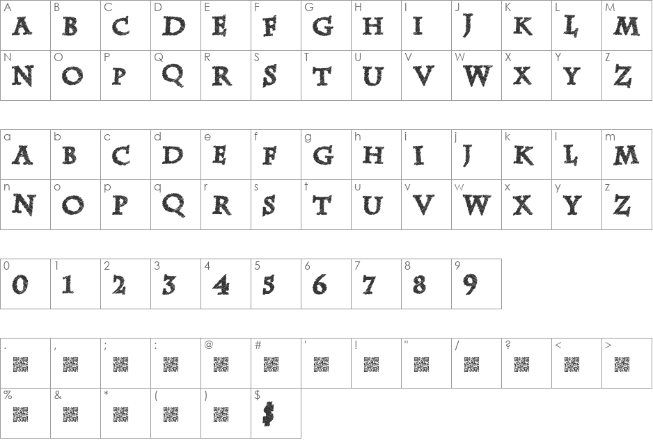 ZebraDisco font character map preview