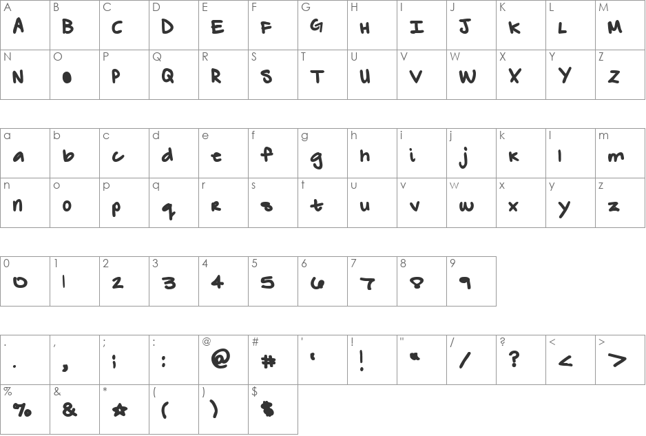 ZebraFlames Bold font character map preview