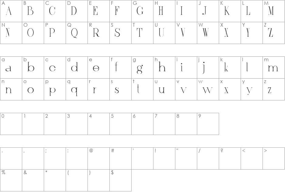 zebrazil font character map preview