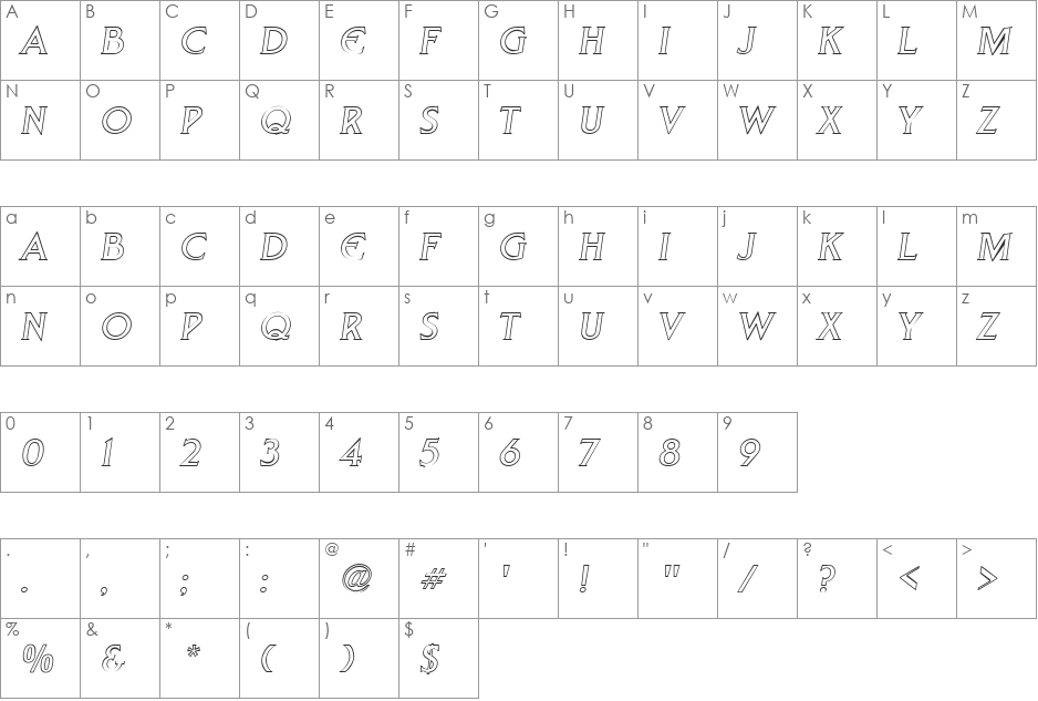 ZebuCaps font character map preview