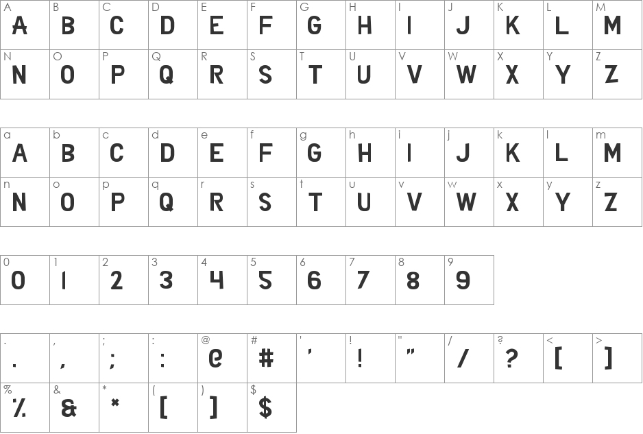 Zed Said font character map preview