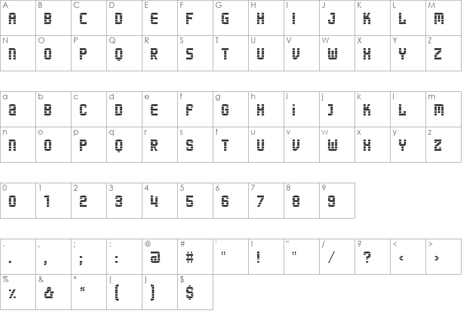 zeelandia lnd eYe/FS font character map preview