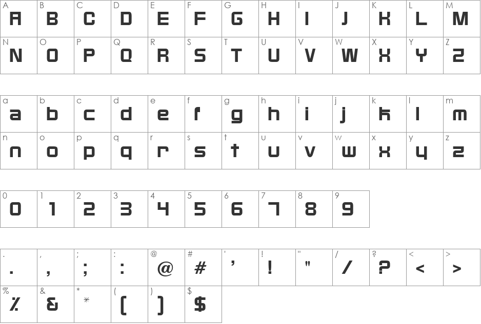 Bixby DB font character map preview