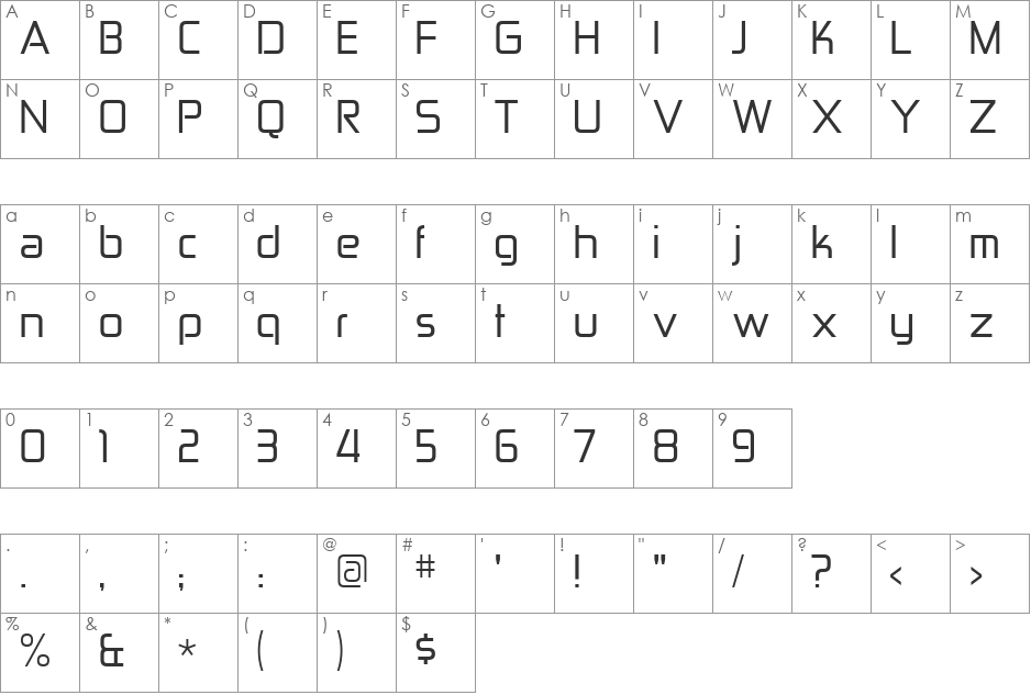 Zekton Free font character map preview