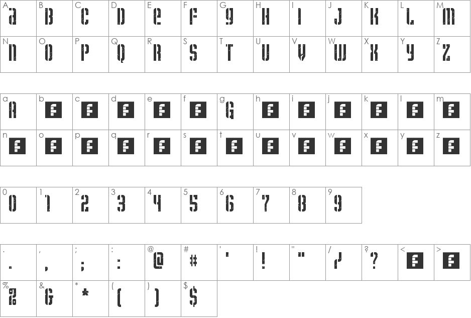 zelfvolution eYe/FS font character map preview