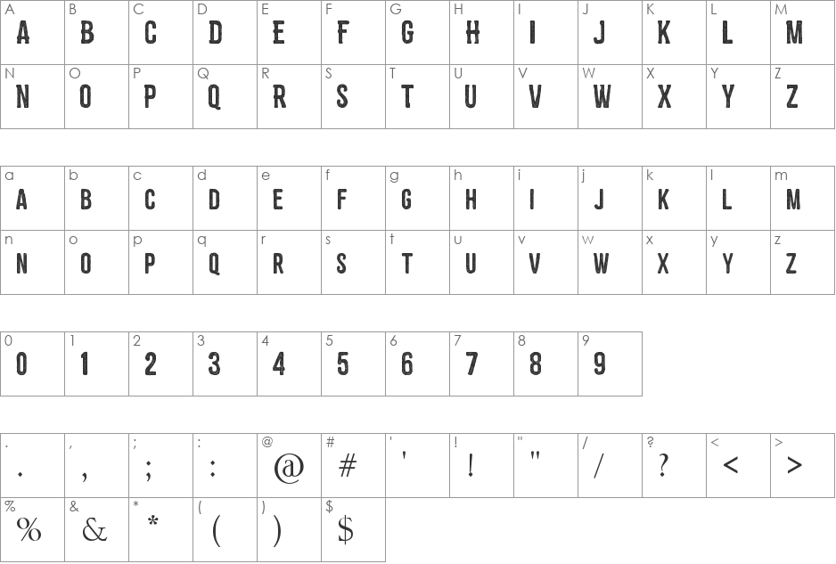 ZEMBOOD font character map preview