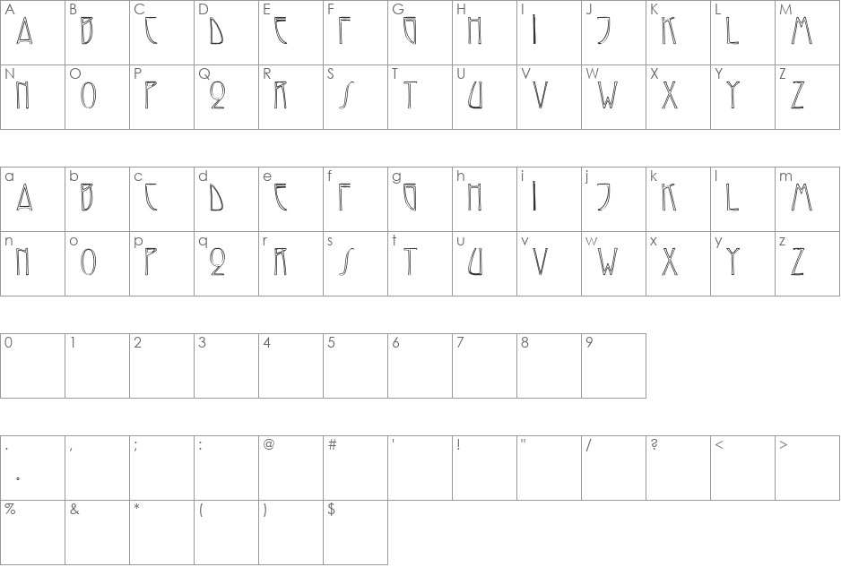 Zen 1 font character map preview