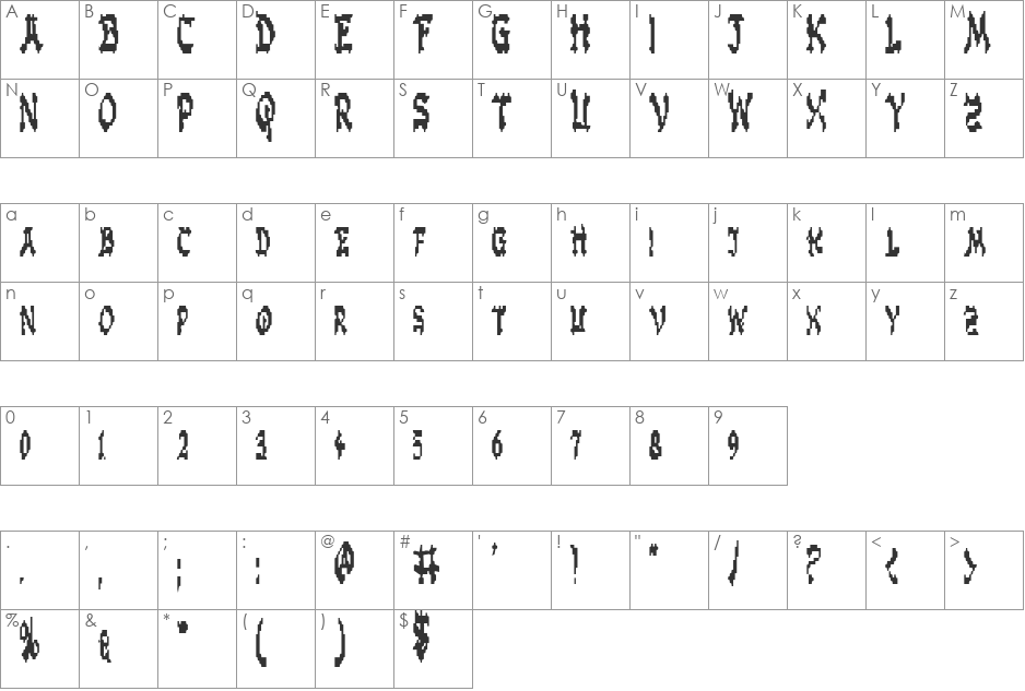 Zen Masters Condensed font character map preview