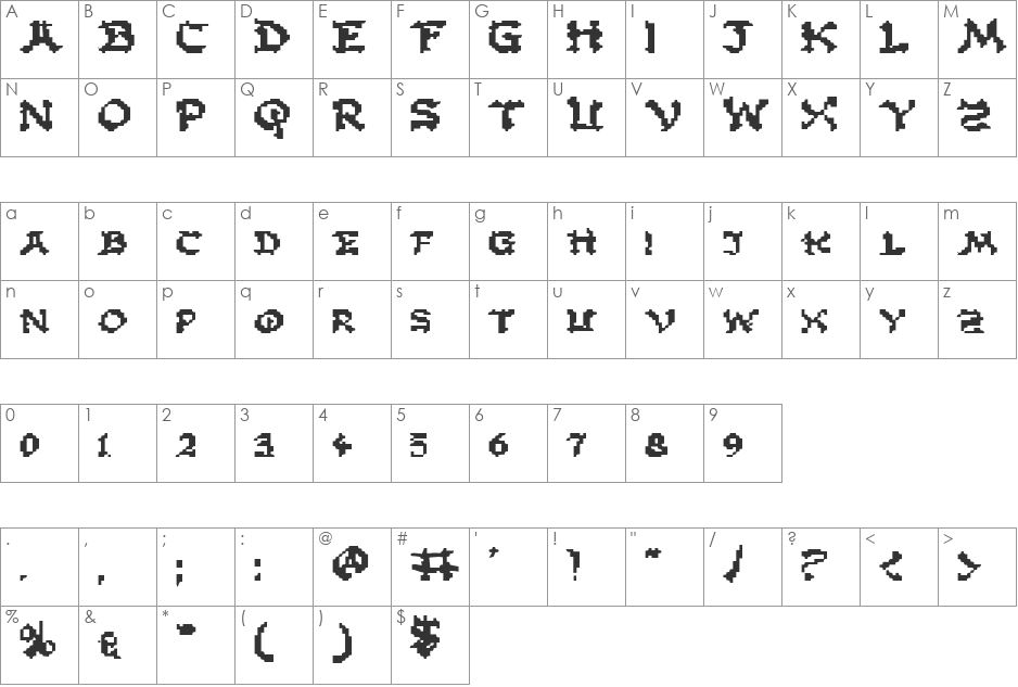 Zen Masters Expanded font character map preview