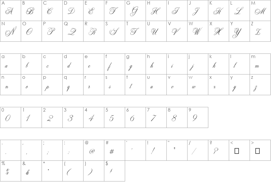 ZenithCP font character map preview