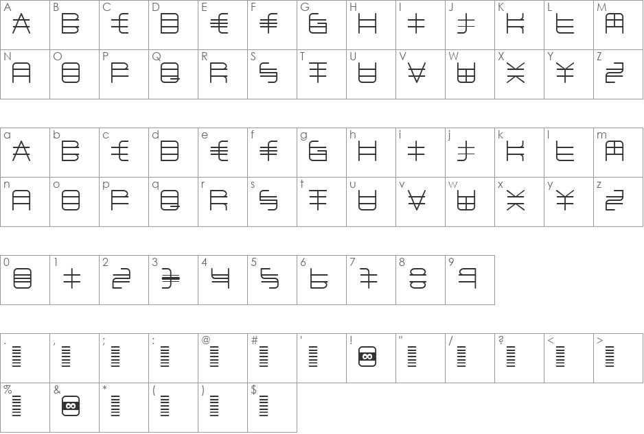 Zeno font character map preview