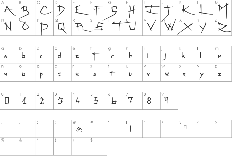 Zenzai Itachi font character map preview