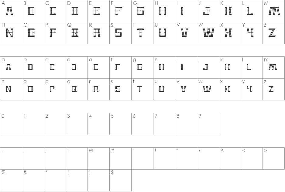 Zeppelin font character map preview