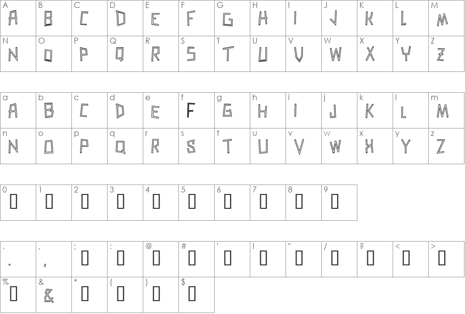 Zerengetti font character map preview