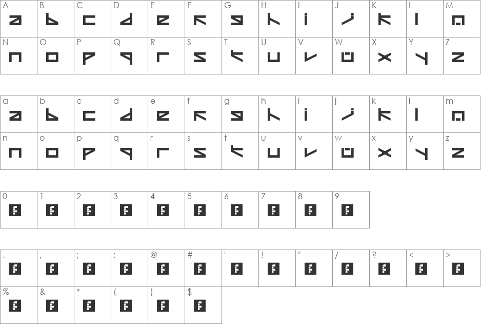 Zeta font character map preview