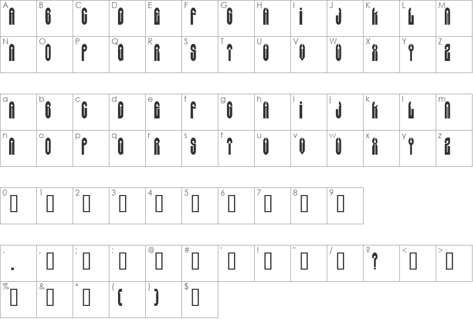 Zeta Grey font character map preview