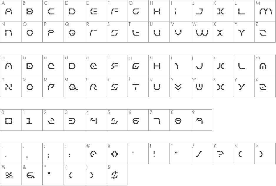 Zeta Sentry Bold font character map preview