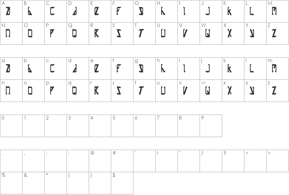 zetland font character map preview