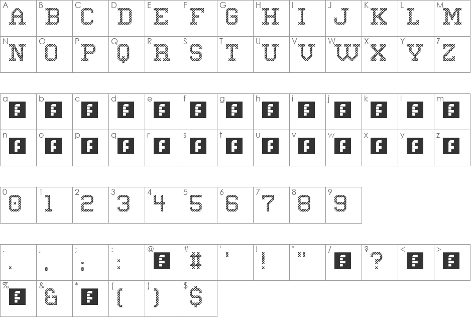zextile eYe/FS font character map preview