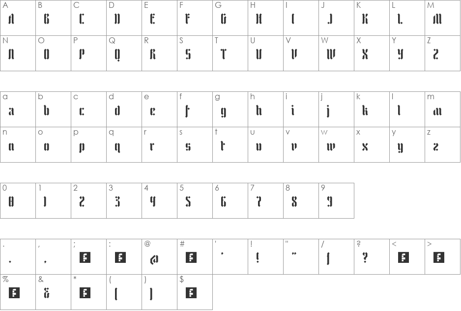 zfraktur eYe/FS font character map preview