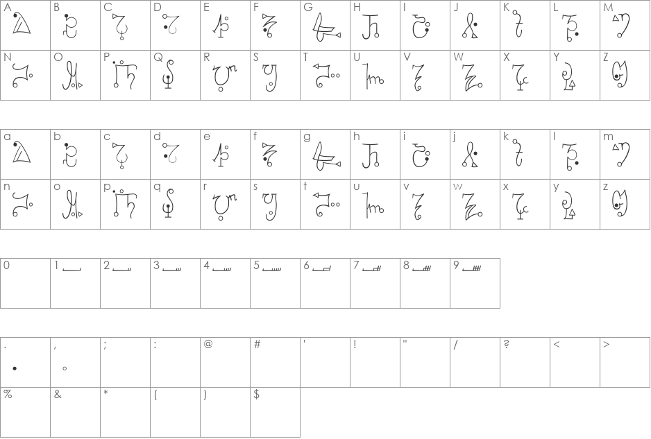 Zhayad Normal font character map preview