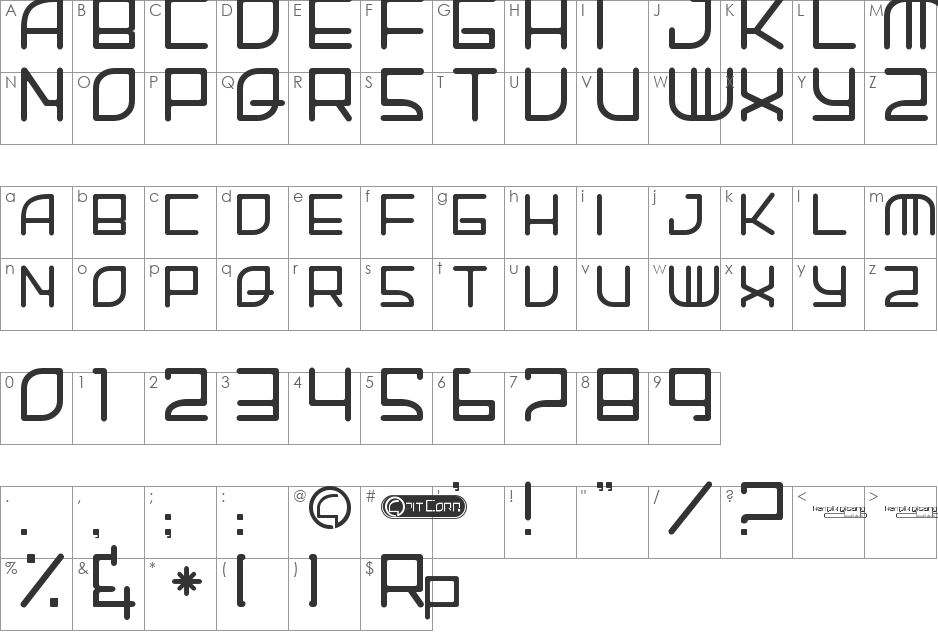 Zif-ha2 font character map preview