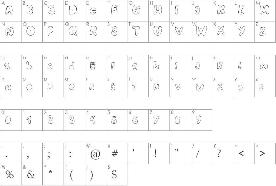 BIZARRO1 font character map preview