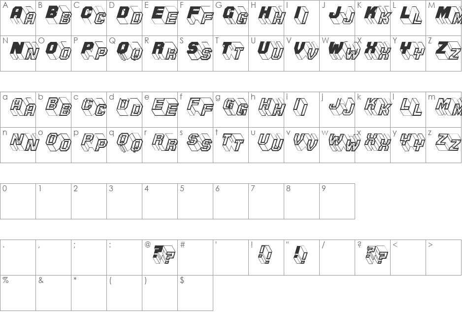 ZigZagTwo font character map preview