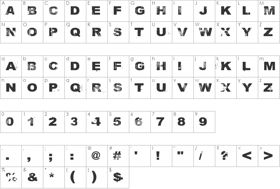 Zilipepp? font character map preview
