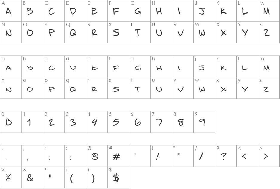 Bizzack font character map preview