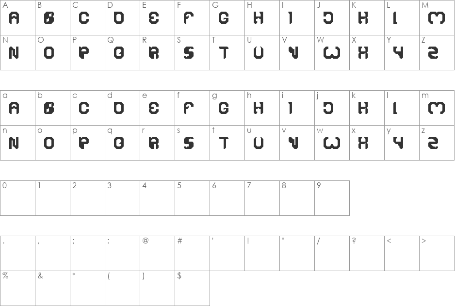 BIZZARE font character map preview