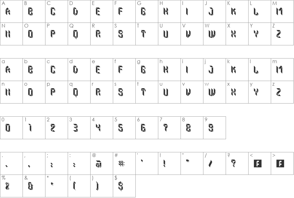 zinergy eYe/FS font character map preview