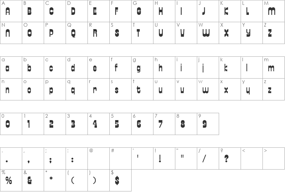 Zipper Std font character map preview