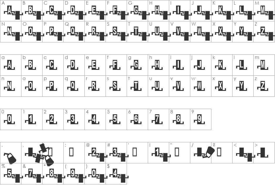 Zipper1 Cyr font character map preview