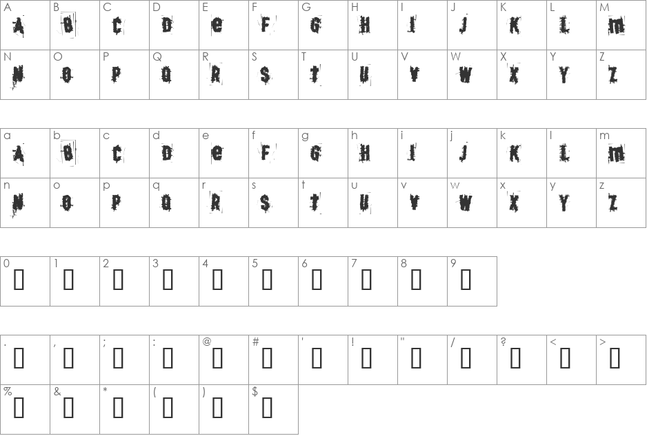 BJ SKRATCH font character map preview