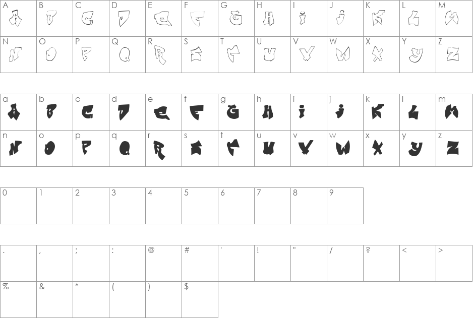 Zit Graffiti font character map preview