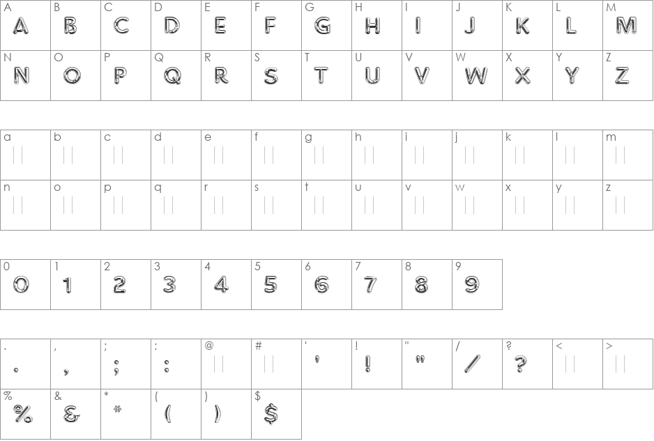 ZIVA font character map preview