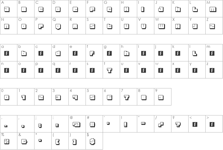 zlabelle eYe/FS font character map preview
