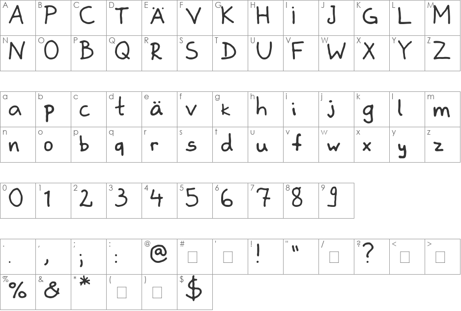 zladdi font character map preview