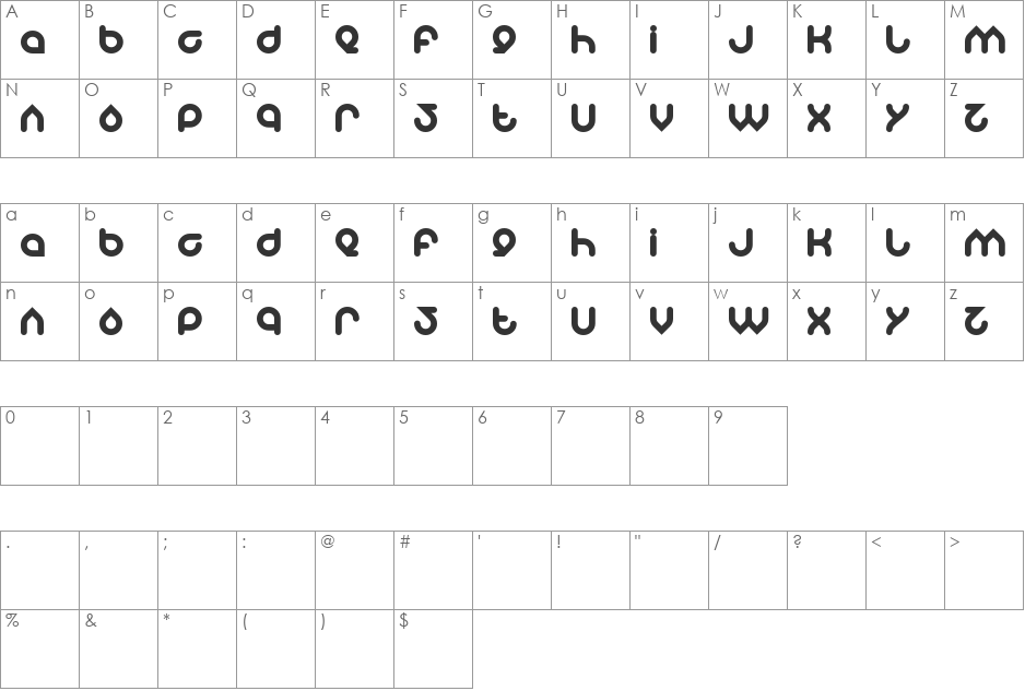 znowwhite font character map preview