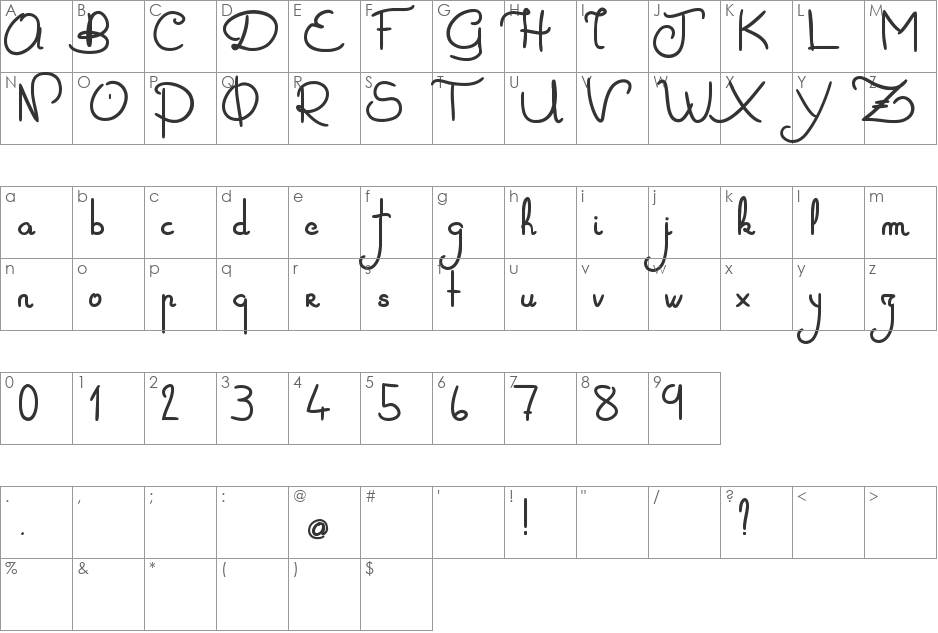 Zoa Elephantesque font character map preview