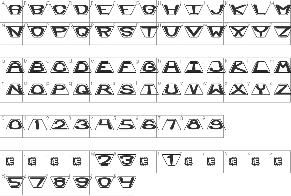 Zoidal (BRK) font character map preview