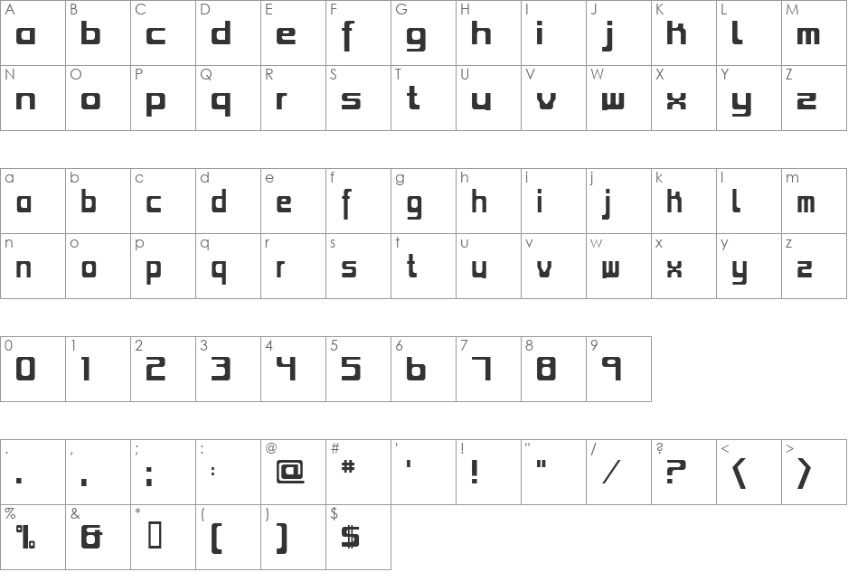 Zoltan font character map preview