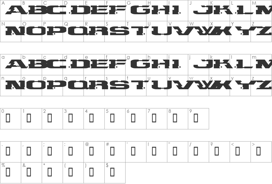 Zombieball font character map preview