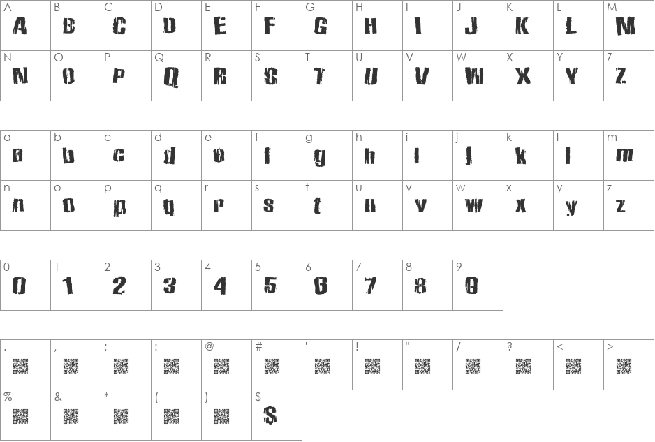 ZombieState font character map preview